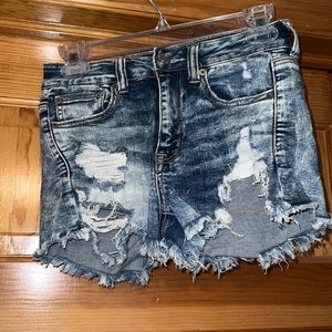 American Eagle Ne(X)t Level Stretch X denim shorts, size 2, with rips